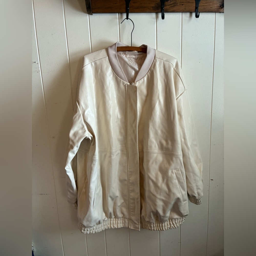 Maeve Anthropology Faux Leather Bomber Coat